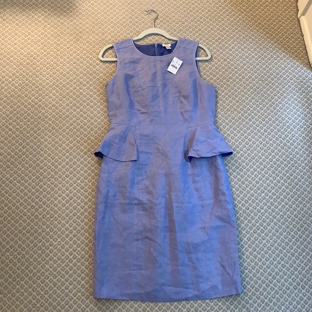 Jcrew Periwinkle Linen Peplum Dress
